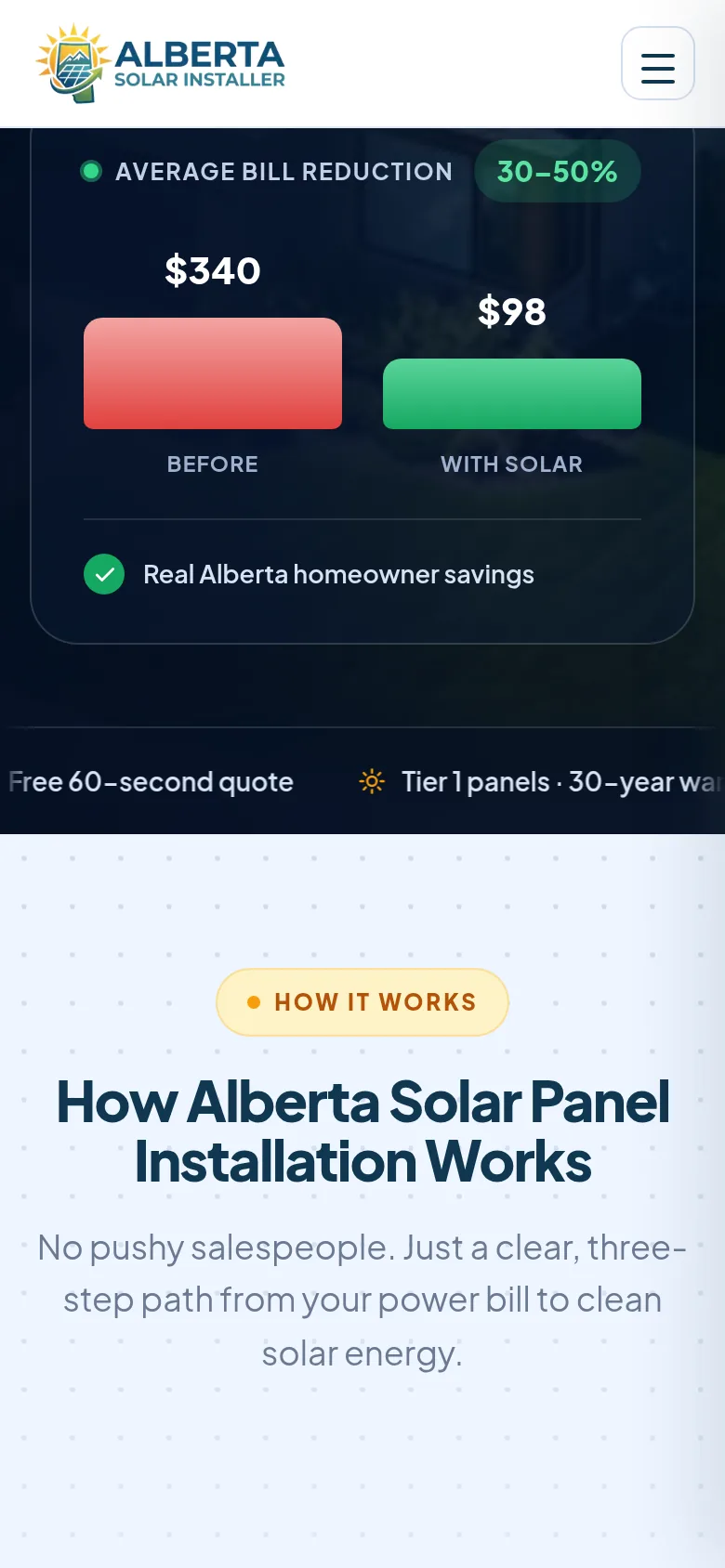 Alberta Solar Installer mobile screen 2