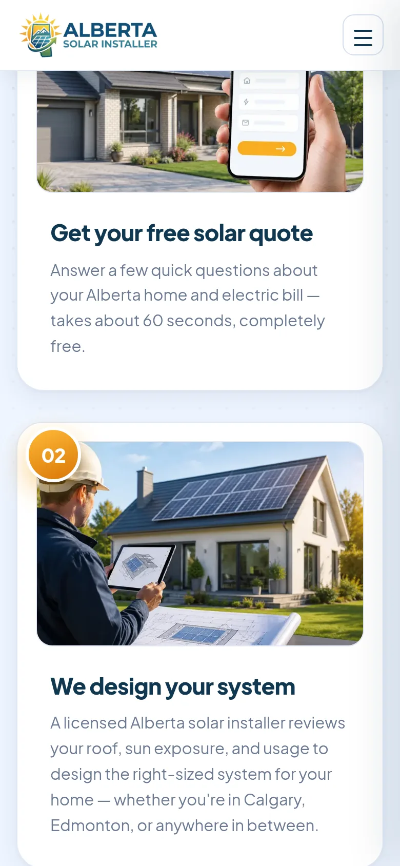 Alberta Solar Installer mobile screen 3
