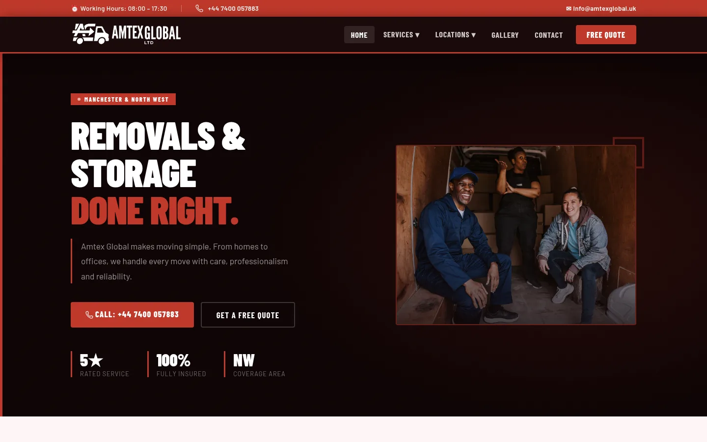 Amtex Global website on desktop