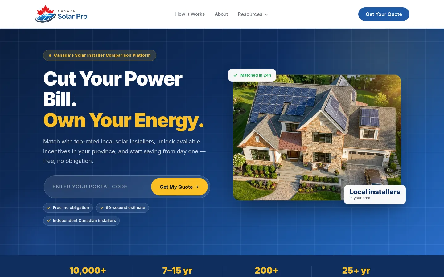 Canada Solar Pro website on desktop