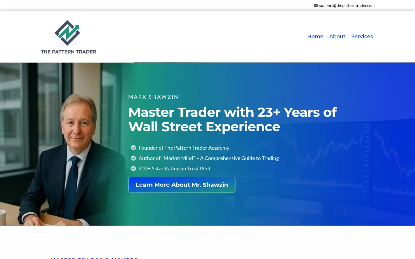 The Pattern Trader website on desktop