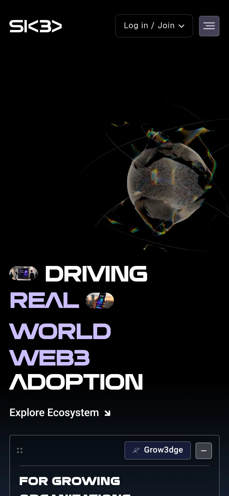 SI<3> website on mobile