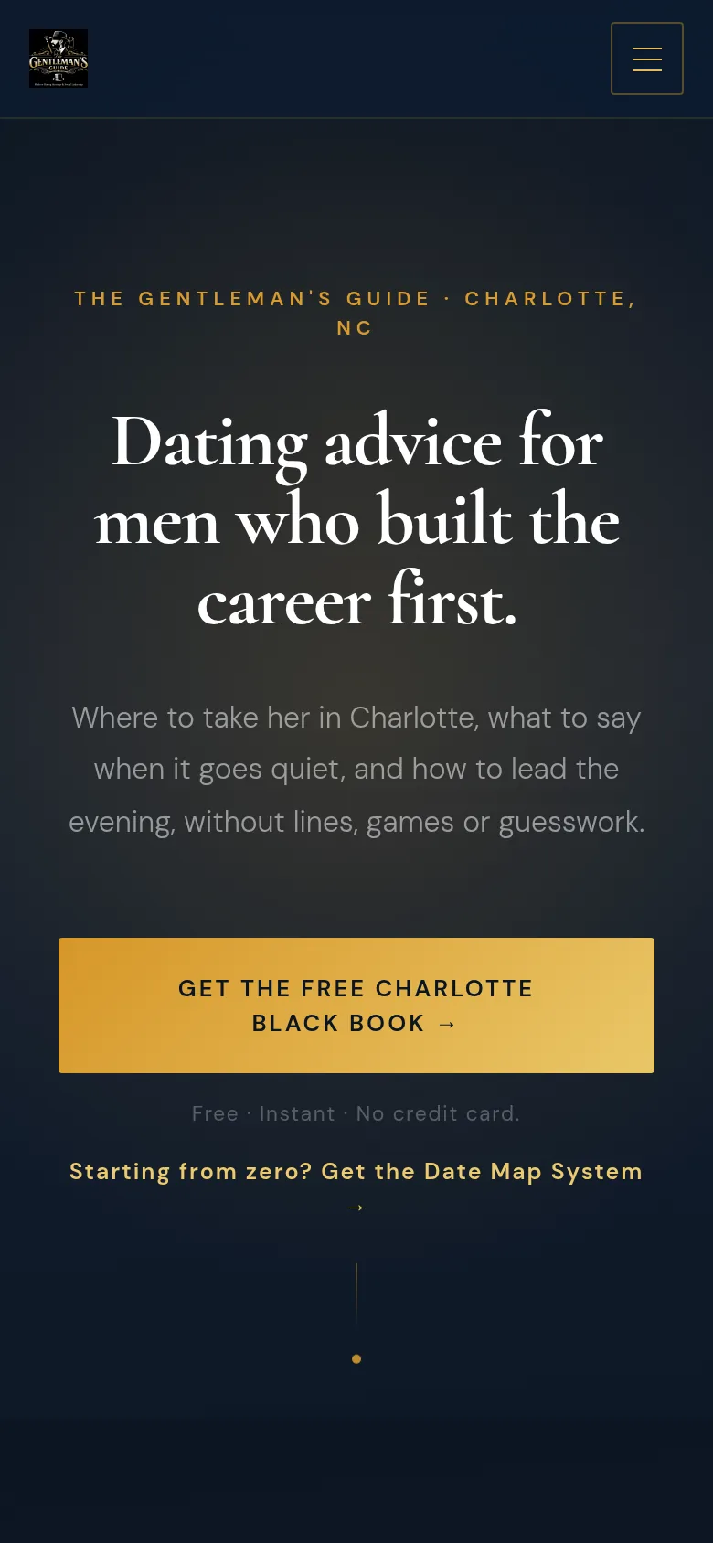 The Gentleman's Guide website on mobile
