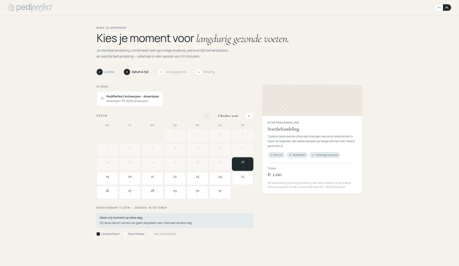 PediPerfect: Public booking widget with live availability and deposit